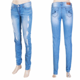 Woman damage washing skinny jeans